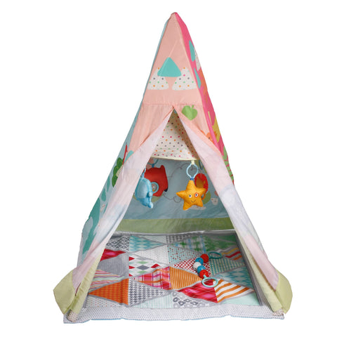 Calma Dragon Baby Gym, Tienda Indios Infantil, Tipi para Bebes y Niños, Carpa de Juegos para Interior con muñecos y almoadon(Rosa)