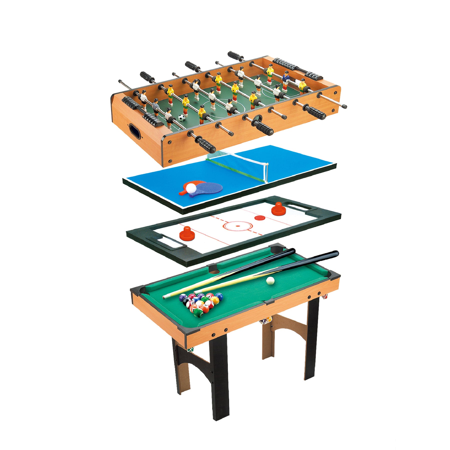 Mesa Multijuegos 4 En 1 Billar Futbolito Ping Pong Hockey