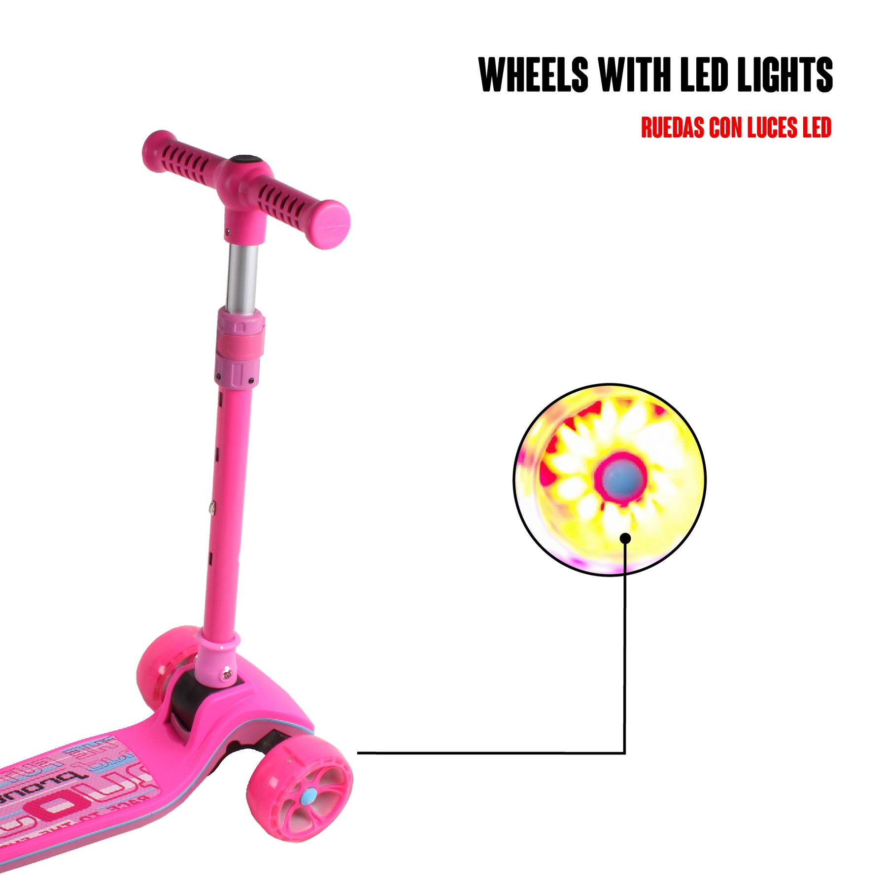 Patinete de 3 ruedas para niños con rueda de flash LED colorida, música,  vaporizador de vapor, plegable, altura ajustable, apto para niños de 3 a 12